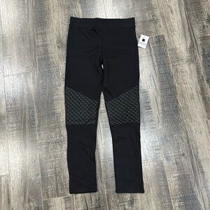 Girl’s Black Leggings with Quilted Detail
